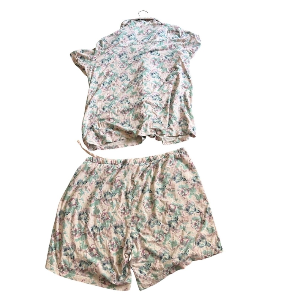 Victoria's Secret Pajama Set Womens L Pink Floral Short Sleeve Top Shorts 2PC